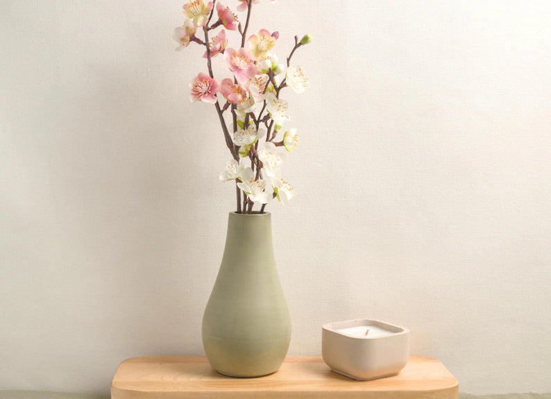 Handmade Flower Vase, Small Concrete Bud Vase (Matte)