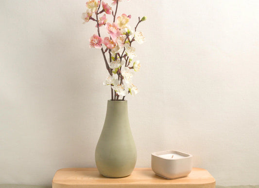 Handmade Flower Vase, Small Concrete Bud Vase (Matte)