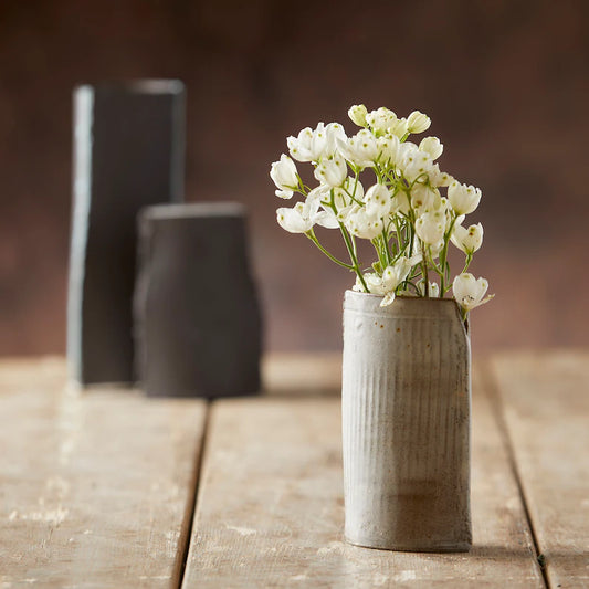 Unique handmade gray ceramic vase